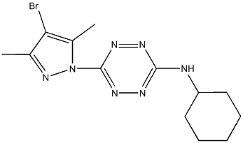 N-[6-(4-bromo-3,5-dimethyl-1H-pyrazol-1-yl)-1,2,4,5-tetraazin-3-yl]-N-cyclohexylamine Struktur