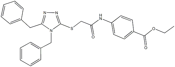 ethyl 4-({[(4,5-dibenzyl-4H-1,2,4-triazol-3-yl)sulfanyl]acetyl}amino)benzoate Struktur