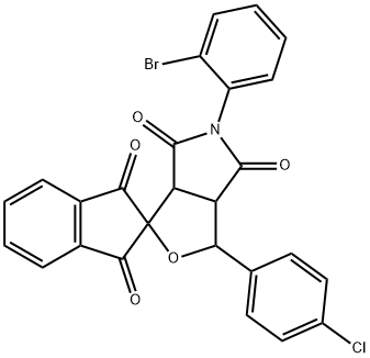 5-(2-bromophenyl)-1-(4-chlorophenyl)-3a,6a-dihydrosprio[1H-furo[3,4-c]pyrrole-3,2'-(1'H)-indene]-1',3',4,6(2'H,3H,5H)-tetrone Struktur