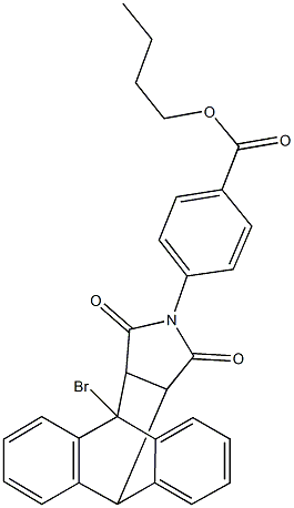 butyl 4-(1-bromo-16,18-dioxo-17-azapentacyclo[6.6.5.0~2,7~.0~9,14~.0~15,19~]nonadeca-2,4,6,9,11,13-hexaen-17-yl)benzoate Struktur