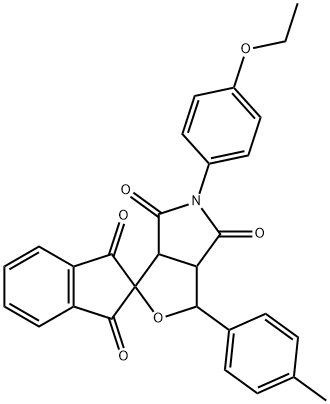 5-[4-(ethyloxy)phenyl]-1-(4-methylphenyl)-1,3-dihydro-1',3',4,6(2'H,3H,5H)-tetraoxospiro(-1H-furo[3,4-c]pyrrole-3,2'-[1'H]-indene) Struktur