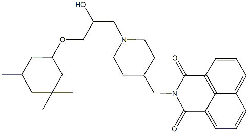 2-[(1-{2-hydroxy-3-[(3,3,5-trimethylcyclohexyl)oxy]propyl}piperidin-4-yl)methyl]-1H-benzo[de]isoquinoline-1,3(2H)-dione Struktur