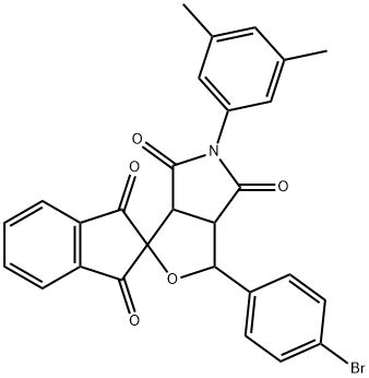 5-(3,5-dimethylphenyl)-3-(4-bromophenyl)-4,6-dioxohexahydrospiro(1H-furo[3,4-c]pyrrole-1,2'-[1,3]-dioxoindane) Struktur