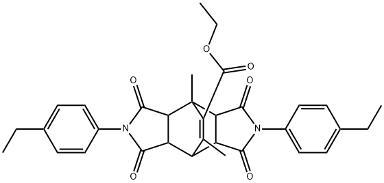 ethyl 4,10-bis(4-ethylphenyl)-1,14-dimethyl-3,5,9,11-tetraoxo-4,10-diazatetracyclo[5.5.2.0~2,6~.0~8,12~]tetradec-13-ene-13-carboxylate Struktur