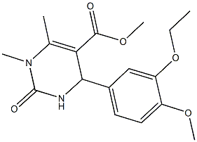 methyl 4-(3-ethoxy-4-methoxyphenyl)-1,6-dimethyl-2-oxo-1,2,3,4-tetrahydro-5-pyrimidinecarboxylate Struktur