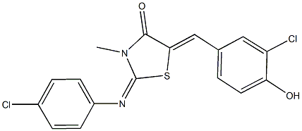 5-(3-chloro-4-hydroxybenzylidene)-2-[(4-chlorophenyl)imino]-3-methyl-1,3-thiazolidin-4-one Struktur