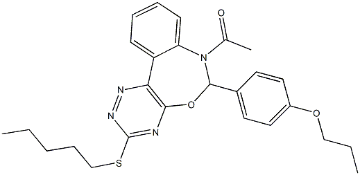 4-[7-acetyl-3-(pentylsulfanyl)-6,7-dihydro[1,2,4]triazino[5,6-d][3,1]benzoxazepin-6-yl]phenyl propyl ether Struktur