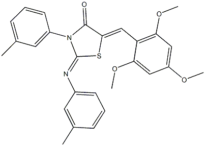 3-(3-methylphenyl)-2-[(3-methylphenyl)imino]-5-(2,4,6-trimethoxybenzylidene)-1,3-thiazolidin-4-one Struktur