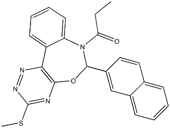 3-(methylsulfanyl)-6-(2-naphthyl)-7-propionyl-6,7-dihydro[1,2,4]triazino[5,6-d][3,1]benzoxazepine Struktur