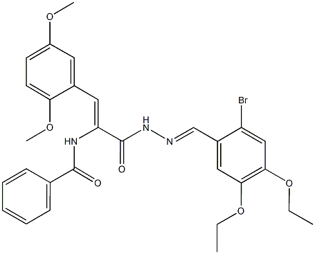 N-[1-{[2-(2-bromo-4,5-diethoxybenzylidene)hydrazino]carbonyl}-2-(2,5-dimethoxyphenyl)vinyl]benzamide Struktur