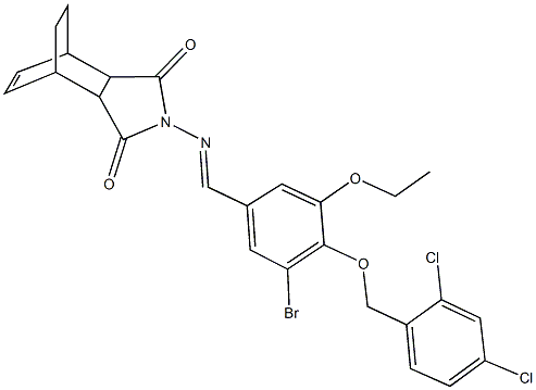 4-({3-bromo-4-[(2,4-dichlorobenzyl)oxy]-5-ethoxybenzylidene}amino)-4-azatricyclo[5.2.2.0~2,6~]undec-8-ene-3,5-dione Struktur