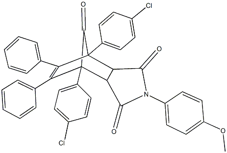 1,7-bis(4-chlorophenyl)-4-(4-methoxyphenyl)-8,9-diphenyl-4-azatricyclo[5.2.1.0~2,6~]dec-8-ene-3,5,10-trione Struktur