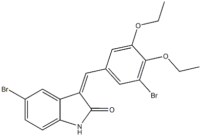 5-bromo-3-(3-bromo-4,5-diethoxybenzylidene)-1,3-dihydro-2H-indol-2-one Struktur