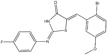 5-(2-bromo-5-methoxybenzylidene)-2-[(4-fluorophenyl)imino]-1,3-thiazolidin-4-one Struktur