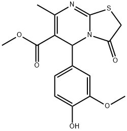 methyl 5-(4-hydroxy-3-methoxyphenyl)-7-methyl-3-oxo-2,3-dihydro-5H-[1,3]thiazolo[3,2-a]pyrimidine-6-carboxylate Struktur