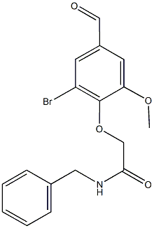 N-benzyl-2-(2-bromo-4-formyl-6-methoxyphenoxy)acetamide Struktur