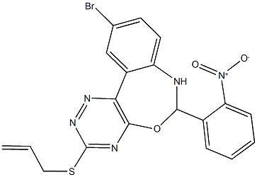 3-(allylsulfanyl)-10-bromo-6-{2-nitrophenyl}-6,7-dihydro[1,2,4]triazino[5,6-d][3,1]benzoxazepine Struktur