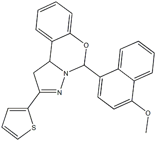 methyl 4-[2-(2-thienyl)-1,10b-dihydropyrazolo[1,5-c][1,3]benzoxazin-5-yl]-1-naphthyl ether Struktur