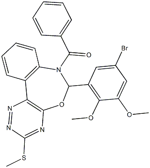 7-benzoyl-6-(5-bromo-2,3-dimethoxyphenyl)-3-(methylsulfanyl)-6,7-dihydro[1,2,4]triazino[5,6-d][3,1]benzoxazepine Struktur