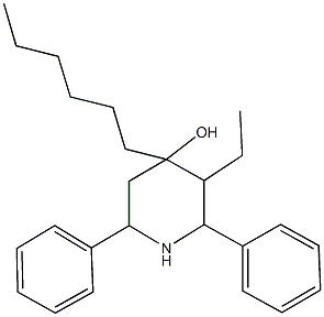 3-ethyl-4-hexyl-2,6-diphenyl-4-piperidinol Struktur