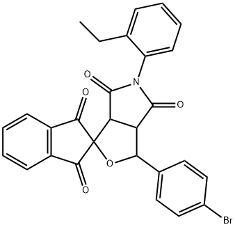 3-(4-bromophenyl)-5-(2-ethylphenyl)-1',3',4,6-tetraoxo-1,3,3a,4,6,6a-hexahydrospiro(1H-furo[3,4-c]pyrrole-1,2'-indane) Struktur