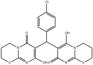 7-[(4-chlorophenyl)(8-hydroxy-6-oxo-3,4-dihydro-2H,6H-pyrimido[2,1-b][1,3]thiazin-7-yl)methyl]-8-hydroxy-3,4-dihydro-2H,6H-pyrimido[2,1-b][1,3]thiazin-6-one Struktur