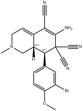 6-amino-8-(3-bromo-4-methoxyphenyl)-2-methyl-2,3,8,8a-tetrahydro-5,7,7(1H)-isoquinolinetricarbonitrile Struktur