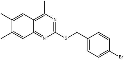 2-[(4-bromobenzyl)sulfanyl]-4,6,7-trimethylquinazoline Struktur