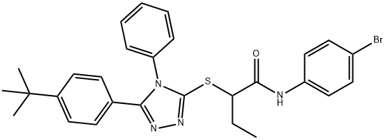 N-(4-bromophenyl)-2-{[5-(4-tert-butylphenyl)-4-phenyl-4H-1,2,4-triazol-3-yl]sulfanyl}butanamide Struktur