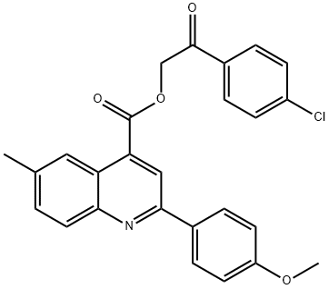 2-(4-chlorophenyl)-2-oxoethyl 2-(4-methoxyphenyl)-6-methyl-4-quinolinecarboxylate Struktur