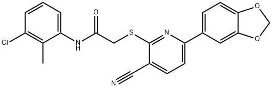 2-{[6-(1,3-benzodioxol-5-yl)-3-cyanopyridin-2-yl]sulfanyl}-N-(3-chloro-2-methylphenyl)acetamide Struktur