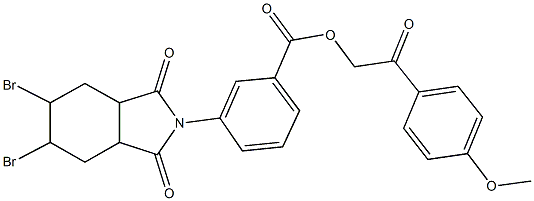 2-(4-methoxyphenyl)-2-oxoethyl 3-(5,6-dibromo-1,3-dioxooctahydro-2H-isoindol-2-yl)benzoate Struktur