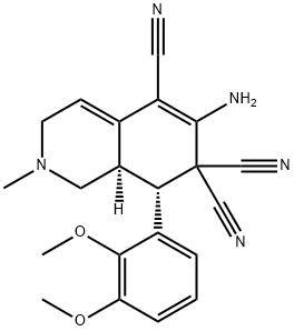 6-amino-8-(2,3-dimethoxyphenyl)-2-methyl-2,3,8,8a-tetrahydro-5,7,7(1H)-isoquinolinetricarbonitrile Struktur