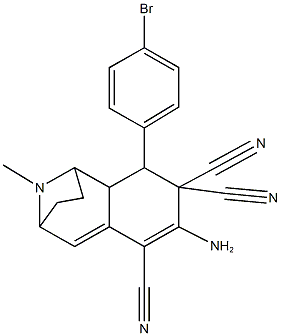 5-amino-3-(4-bromophenyl)-12-methyl-12-azatricyclo[7.2.1.0~2,7~]dodeca-5,7-diene-4,4,6-tricarbonitrile Struktur