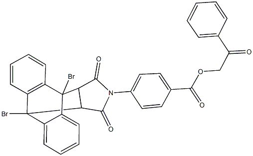 2-oxo-2-phenylethyl 4-(1,8-dibromo-16,18-dioxo-17-azapentacyclo[6.6.5.0~2,7~.0~9,14~.0~15,19~]nonadeca-2,4,6,9,11,13-hexaen-17-yl)benzoate Struktur