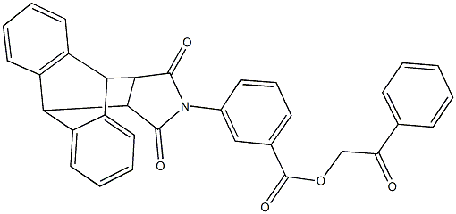 2-oxo-2-phenylethyl 3-(16,18-dioxo-17-azapentacyclo[6.6.5.0~2,7~.0~9,14~.0~15,19~]nonadeca-2,4,6,9,11,13-hexaen-17-yl)benzoate Struktur