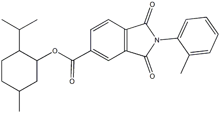 2-isopropyl-5-methylcyclohexyl 2-(2-methylphenyl)-1,3-dioxo-5-isoindolinecarboxylate Struktur