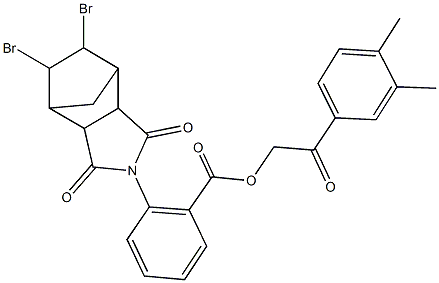 2-(3,4-dimethylphenyl)-2-oxoethyl 2-(8,9-dibromo-3,5-dioxo-4-azatricyclo[5.2.1.0~2,6~]dec-4-yl)benzoate Struktur