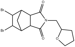 8,9-dibromo-4-(tetrahydro-2-furanylmethyl)-4-azatricyclo[5.2.1.0~2,6~]decane-3,5-dione Struktur