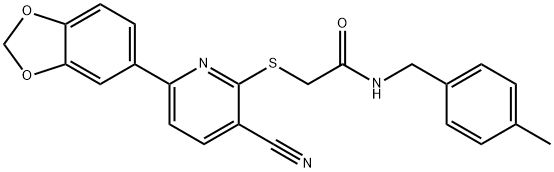 2-{[6-(1,3-benzodioxol-5-yl)-3-cyanopyridin-2-yl]sulfanyl}-N-(4-methylbenzyl)acetamide Struktur