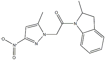 1-({3-nitro-5-methyl-1H-pyrazol-1-yl}acetyl)-2-methylindoline Struktur