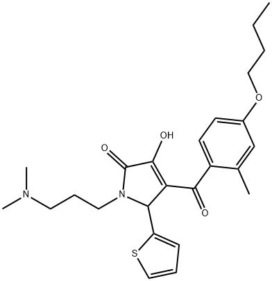 4-(4-butoxy-2-methylbenzoyl)-1-[3-(dimethylamino)propyl]-3-hydroxy-5-thien-2-yl-1,5-dihydro-2H-pyrrol-2-one Struktur