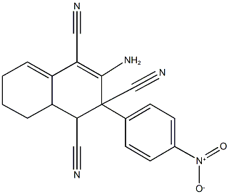 3-amino-2-{4-nitrophenyl}-1,2,6,7,8,8a-hexahydro-1,2,4-naphthalenetricarbonitrile Struktur