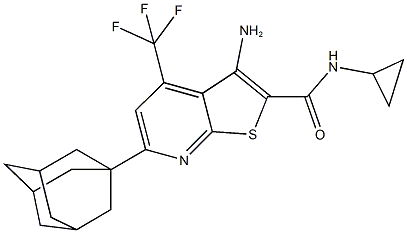 6-(1-adamantyl)-3-amino-N-cyclopropyl-4-(trifluoromethyl)thieno[2,3-b]pyridine-2-carboxamide Struktur