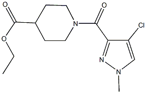 ethyl 1-[(4-chloro-1-methyl-1H-pyrazol-3-yl)carbonyl]-4-piperidinecarboxylate Struktur