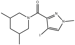 1-[(4-iodo-1-methyl-1H-pyrazol-3-yl)carbonyl]-3,5-dimethylpiperidine Struktur