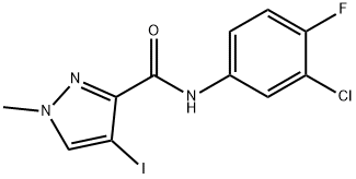 N-(3-chloro-4-fluorophenyl)-4-iodo-1-methyl-1H-pyrazole-3-carboxamide Struktur