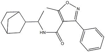 N-(1-bicyclo[2.2.1]hept-2-ylethyl)-5-methyl-3-phenyl-4-isoxazolecarboxamide Struktur