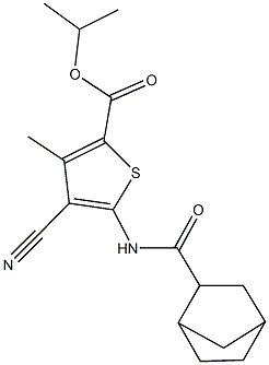 isopropyl 5-[(bicyclo[2.2.1]hept-2-ylcarbonyl)amino]-4-cyano-3-methyl-2-thiophenecarboxylate Struktur