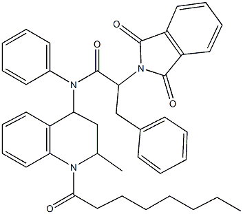 2-(1,3-dioxo-1,3-dihydro-2H-isoindol-2-yl)-N-(2-methyl-1-octanoyl-1,2,3,4-tetrahydro-4-quinolinyl)-N,3-diphenylpropanamide Struktur